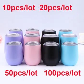 

20pcs/lot Egg Wine Beer Cup Vacuum Thermos Mug Swig Coffee Milk Termo 9oz 6oz Egg Shaped Cup 304 Stainless Tumbler Mug with Lid