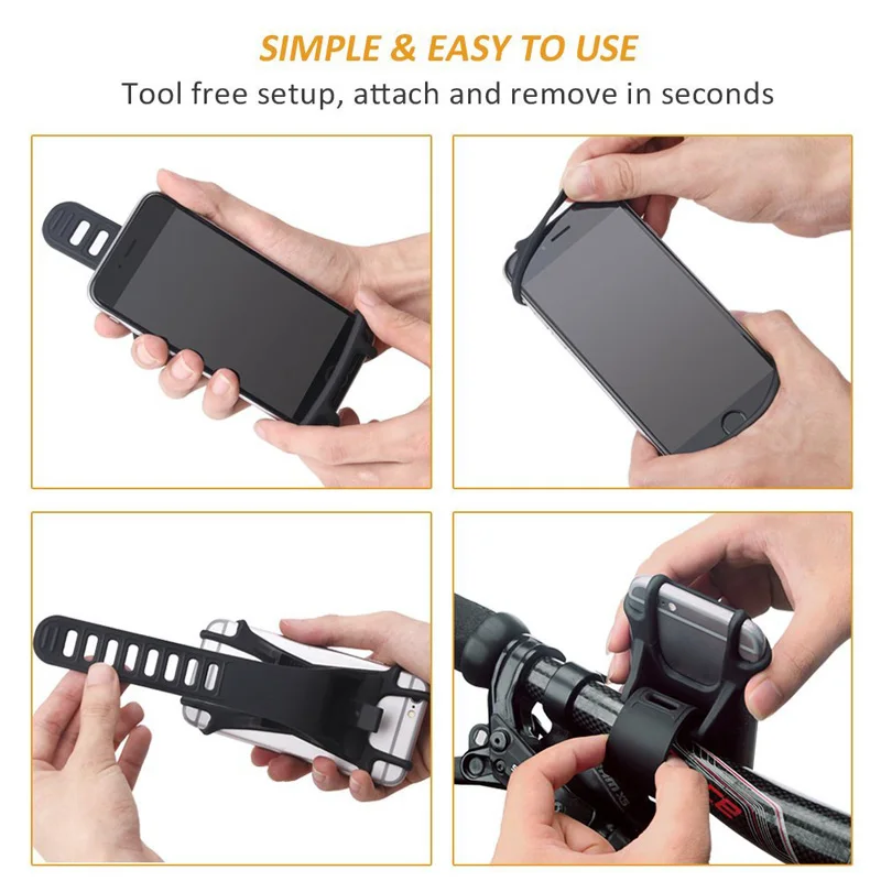 

Universal Bike Phone Holder Mount Anti Shake Silicone Soft Motorcycle Handlebar SMN88