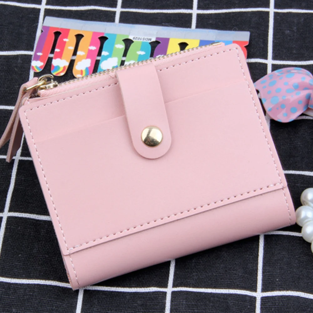 Storage For Credit Cards Coin Purse Hand Bags Lovely Candy Color Holder PU Leather Small Zipper Fashion Women Wallet Portable