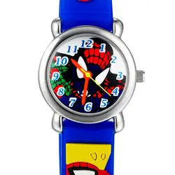Новый Человек-паук часы дети мультфильм Смотреть Дети каучуковый ремешок кварцевые наручные часы часов подарок Relojes Montres коль saati