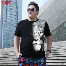 Плюс размер летняя футболка 8XL супер большой размер Свободная футболка с коротким рукавом с круглым вырезом 10XL 9XL 7XL