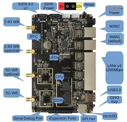 Плата развития маршрутизатора двойной сетевой порт поддерживает открытый WRT Двойной вход WLAN порт