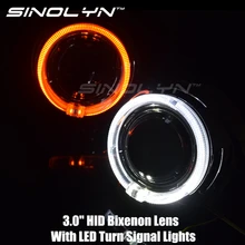 Switchback LED Angel Eyes Halo Turn Signal Lights DRL 3.0” HID Bi-xenon Headlight Projector Lens H1 H4 H7 Headlamp Car Retrofit