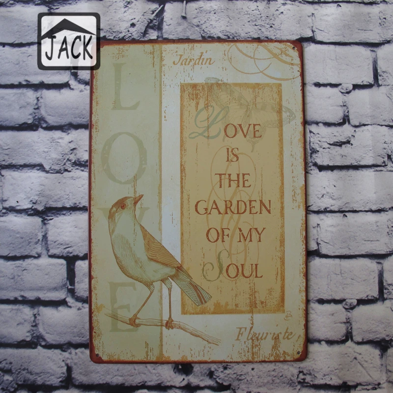 Металлические оловянные вывески LOVE IS THE GARDEN 20*30 см жестяная тарелка для паба