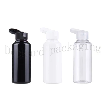 

50pcs 100ml black Recycling shampoo Cosmetic Hydrating container with flip cap easy used black clear white empty plastic Bottles