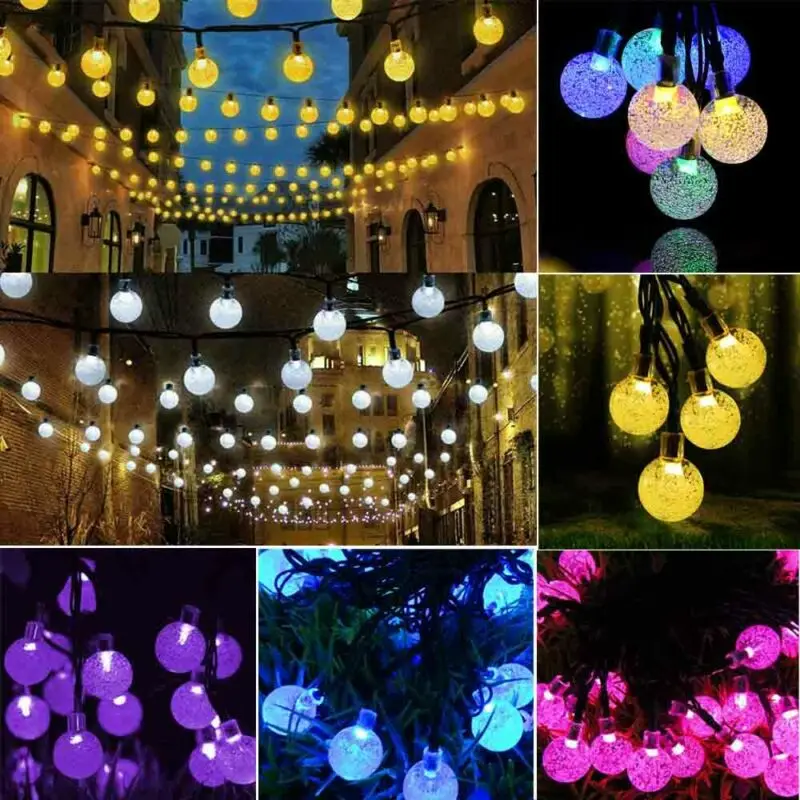 

Solar Garden Lights String Fairy 30 Multi Colour LED Crystal Globe Ball Lighting