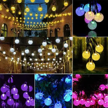 

Solar Garden Lights String Fairy 30 Multi Colour LED Crystal Globe Ball Lighting