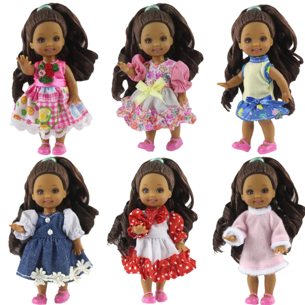 NK случайный 6 шт./партия милое мини-платье куклы Повседневная одежда платье одежда для Барби сестричка Келли Кукла аксессуары кукольный домик игрушки 6X