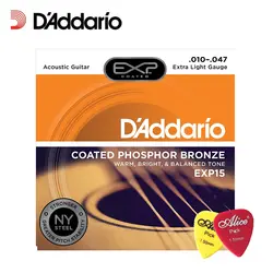 D'addario exp15 с ny Сталь Фосфорная бронза акустической Гитары строки, покрытием, очень легкий, 10-47 с 2 шт. выбирает