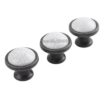 

10PCS 36mm Round Ceramic Cracks Kitchen Cabinet knobs European Antique Dresser Cupboard Handles Furniture Handle Drawer Pulls