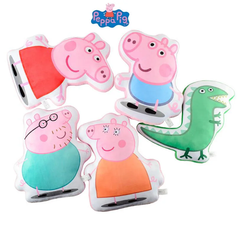 

Genuine 43*35cm Peppa Pig Dinosaur Plush Animal Biscuits Cushion Sleeping Bedding Pillow Case Christmas Gift Toys For Baby Kids
