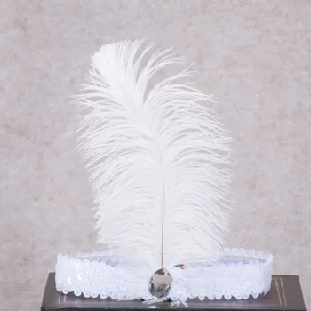 

Elastic Sequin Feather Headdress Ostrich Headband Head Band Party Dance Wedding