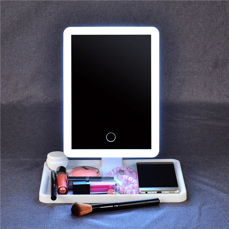 Светодиодный Сенсорный экран Макияж зеркало профессиональное косметическое зеркало здоровья Красота Регулируемая столешница 360