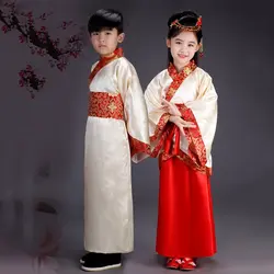 Традиционный танцевальный костюм красный Hanfu детская Китайская национальная одежда для выступлений древняя династия Хань косплей одежда