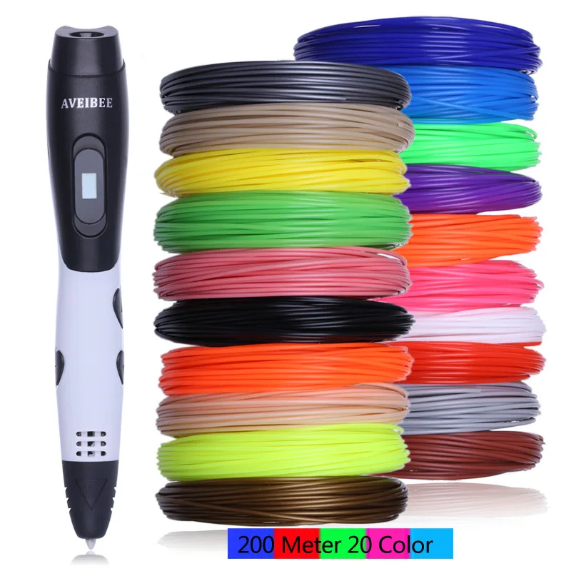 Pen 200M Filament Новая модель ЕС адаптер 3D Ручка 3D печать Ручка для рисования принтер с бесплатной нитью креативный подарок для детей дизайн живопись - Цвет: Pen 200M Filament