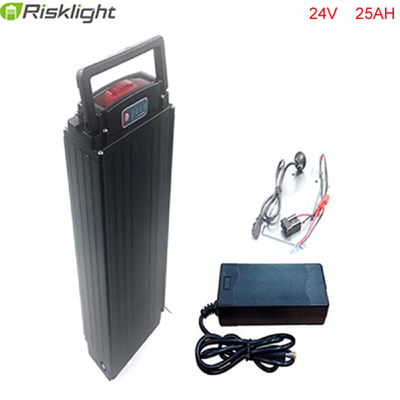 

Made in China 24v 25ah lithium battery pack 24v 350W rear rack battery with 18650 cell for e-bike with charger and bms