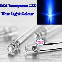 1000 шт., 3 мм, прозрачный круглый светодиодный светильник синего цвета, светодиодный светодиод/F3, светодиодный синий цвет