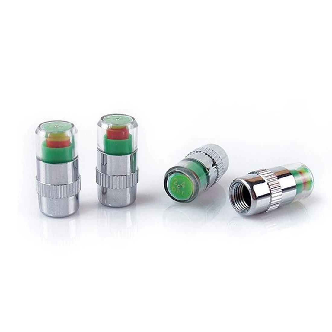 

Hot 4Pcs/Lot 2.4 Bar Tire Pressure Tire Monitor Pressure Gauge,Cap Sensor Indicator 3 Color Eye Alert Air Pressure Gauge
