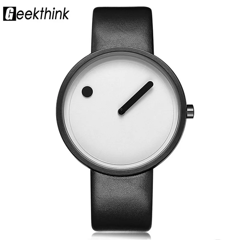 

Women's Creative Design Watches Minimalist Blue Watch Women Cool Dot Line Simple Girls Black Leather Strap Quartz Wristwatch 49