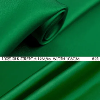 

SILK STRETCH SATIN Fabric 19mm Width 42"-108cmNatural Silk Fabric Lycra Wholesale 5meters/Lot Free Shipping Bamboo Green NO 21