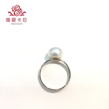 

WEICOLOR Simple but Classic! Natural White Semiround Freshwater Pearl Ring (16-17mm in Diameter)