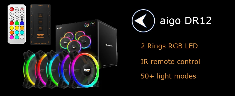 AIGO DR12 RGB контроллер случае вентилятор ИК-пульт Дистанционного Двойной rgb-кольцо охлаждения 120 мм контроллер беспроводной сменные ЦВЕТ