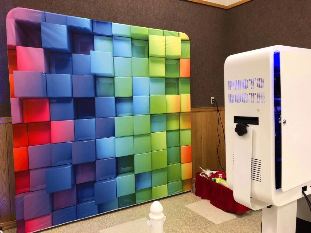 8ft colorful 3D wall photo booth stand and Tension fabric pillow cover