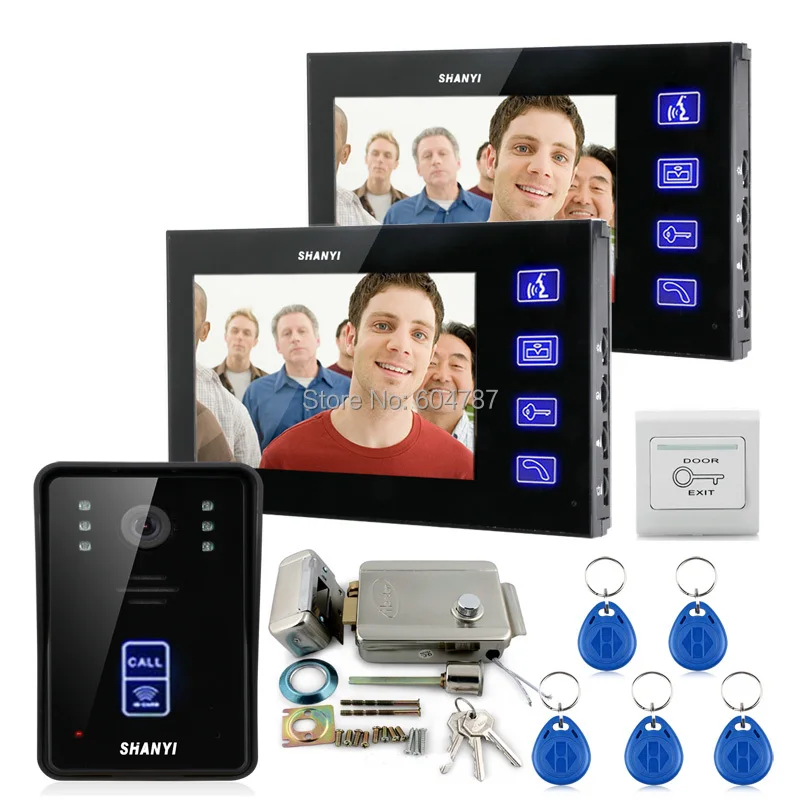 7 Inch Monitor Touch Video Door Phone Intercom Doorbell Home Security IR Camera Electronic Lock RFID Keyfobs 1V2