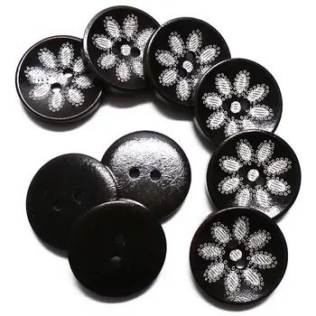 

ZIEENE 10PCs 20PCs Laser White Snowflake Wooden Buttons Dark Brown 25mm DIY Sewing Scrapbooking For Hat Shoes Button 2 Holes