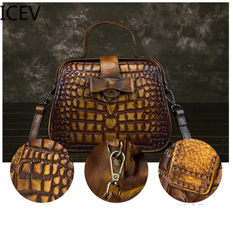 ICEV винтажные европейские модные сумки с короткими ручками для женщин известных