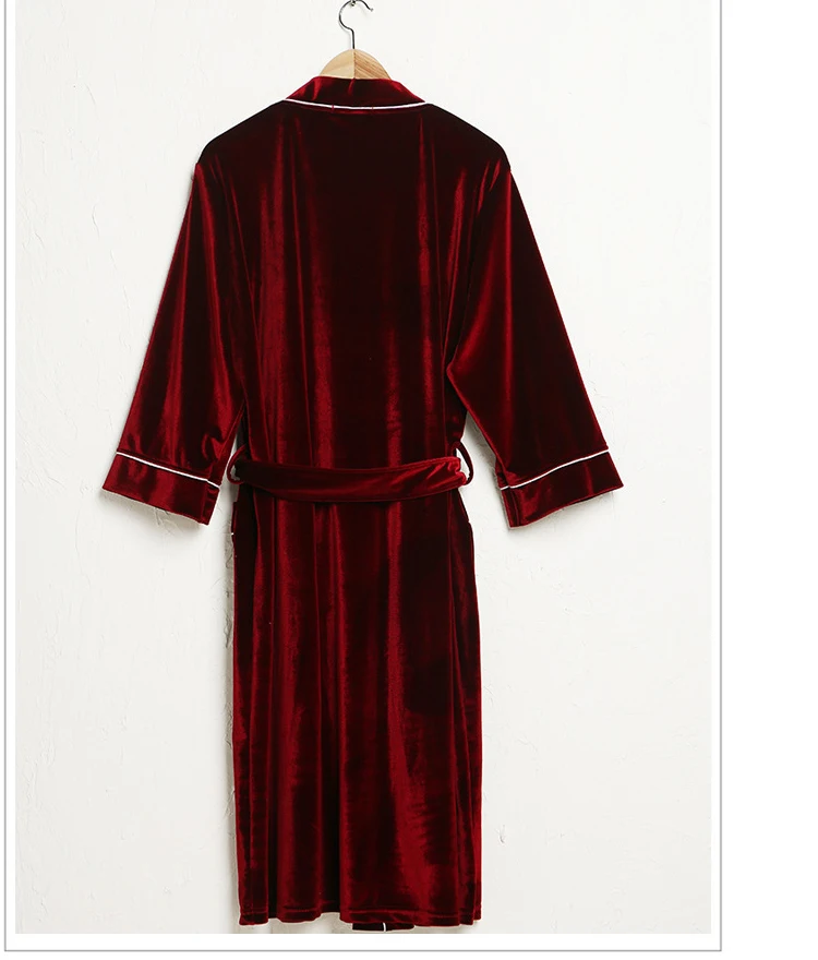 Men Women's Sleep Lounge Robes Gold Velvet  Autumn Nightgrowns Couple Robe Bathrobe Male Female Dressing Gown Lounge Homewear  6