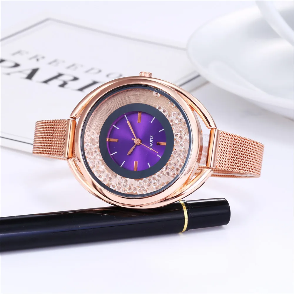 

Fashion Quicksand Women Watch Stainless Steel Mesh Watch Women's Rose Gold Quartz Watch Relogio Feminino Saat Watches for Women