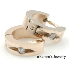 Горный хрусталь хип-хоп серьги для мужчины хомут серьги розовое золото 316L нержавеющая сталь Jewellry KE411