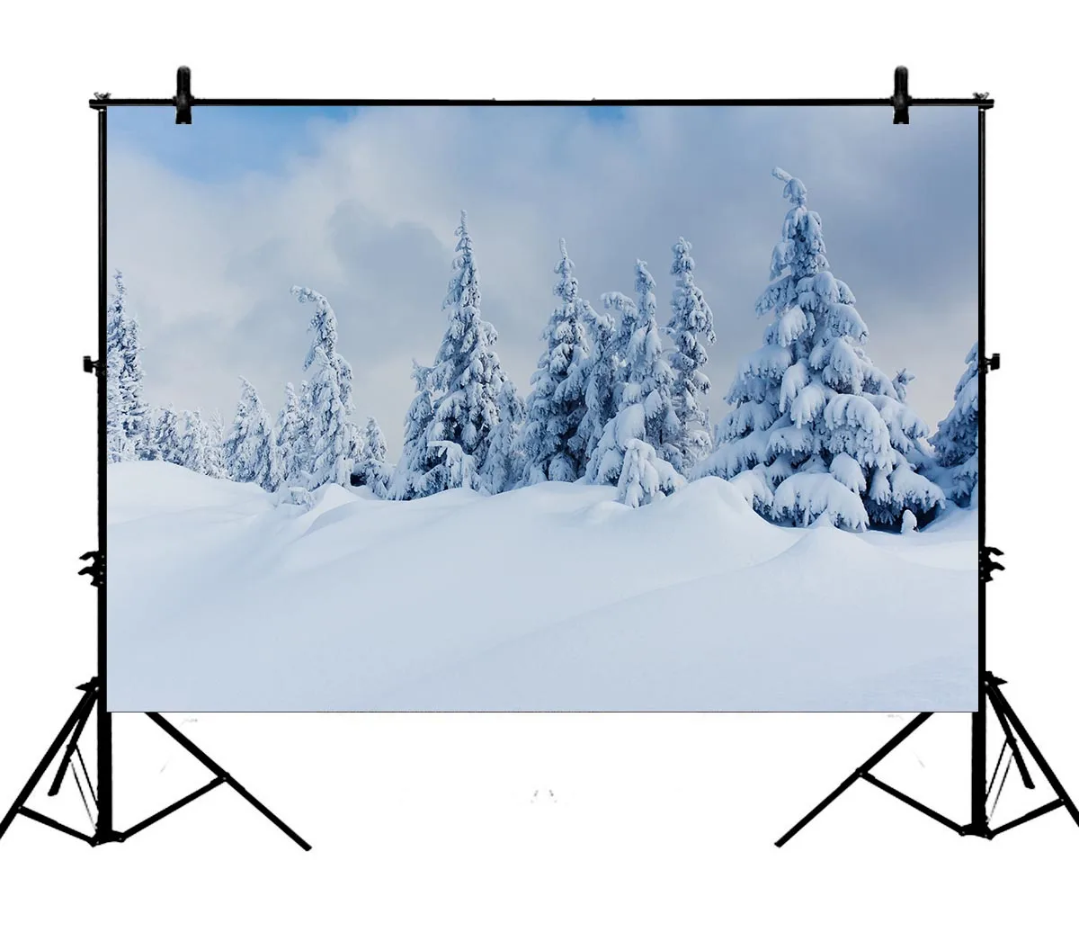 

5x7ft Merry Christmas Tree Heavy Snow Winter Polyester Photo Background Portrait Backdrop