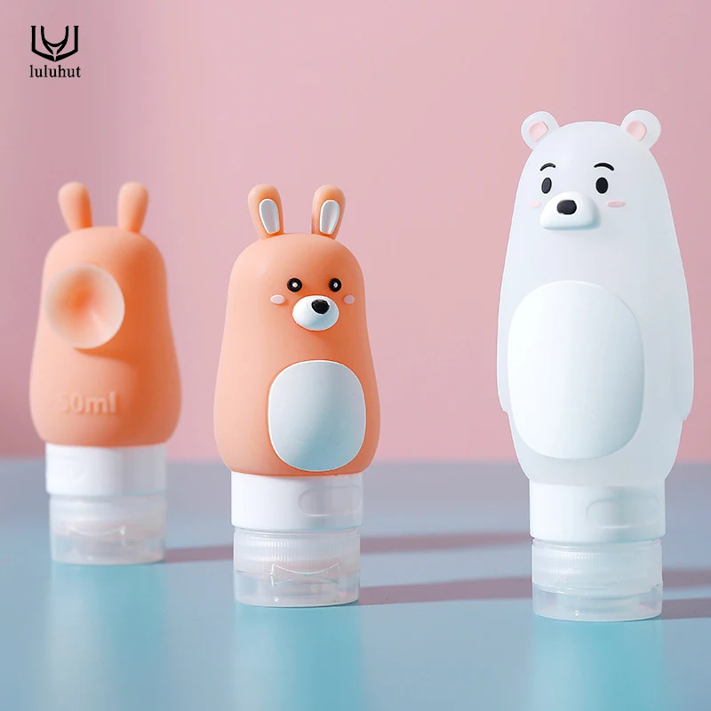 

luluhut cartoon jars for travel 1pc empty silicone mini bottles 50ml 70ml portable shower gel shampoo jars for cosmetics
