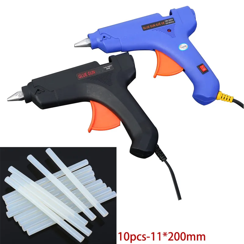 

80W/100W Hot Melt Glue Gun with 11mm Glue Stick Industrial Mini Guns Thermo Electric Heat Temperature Tool+10pcs Glue Sticks