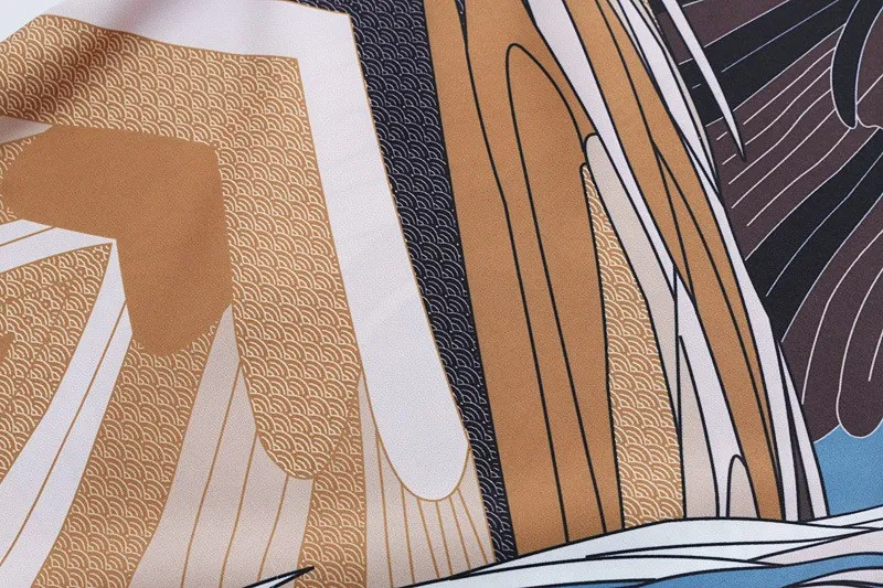 Japanese Wide Leg Pants Women Print Summer Pants High Loose Trousers Palazzo Clothing