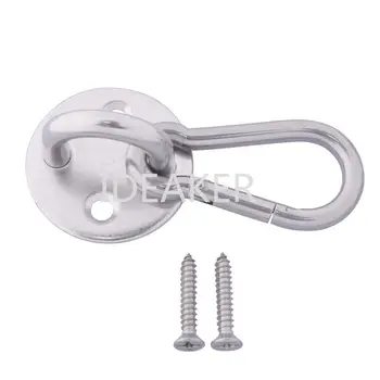 

304 Stainless Steel M6 Round Pad Eye Plate U-shaped Hook Mount with Carabiner