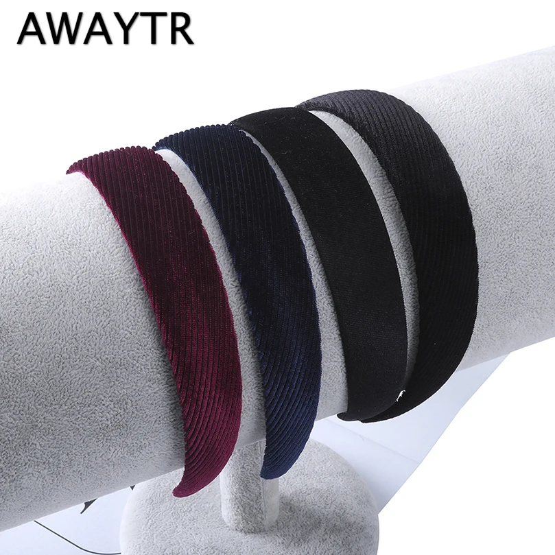 

AWAYTR Fashion Velvet Women Hair Bands Solid Color Women's Hair Accessories Girls Headbands Teeth Non-slip Hair Loop for Women
