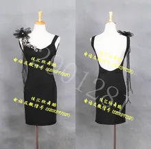 new Latin dance clothing costumes V collar Halter slim dress stereo bouquet