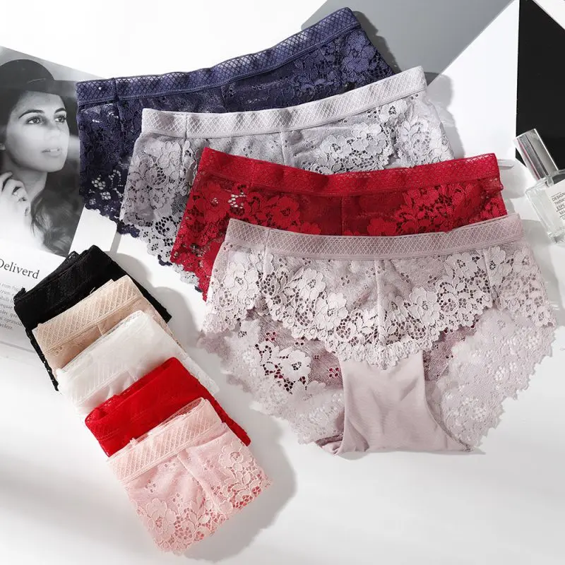 

Sexy Lace Panties Women Fashion Cozy Lingerie Tempting Pretty Briefs High Quality Cotton Low Waist Cute Women Underwear