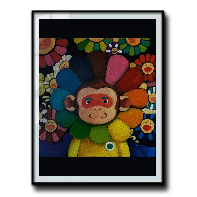 

Takashi Murakami Print Modern Minimalist Living Room Child Room Painting Abstraction Son Goku SunFlower Model Toy M1104