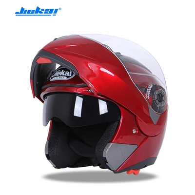 Мотоциклетный шлем флип-ап гоночный летний крушение зима двойной объектив козырек мото мотоцикл Мотор велосипед шлемы - Цвет: Red