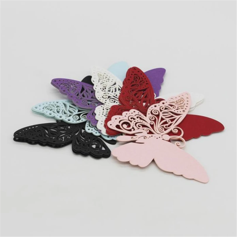 New 50 Pcs Butterfly Wine Glass Paper Card for Wedding Party White Wedding Party Decoration Table Seat Decoration #Q21R (14)