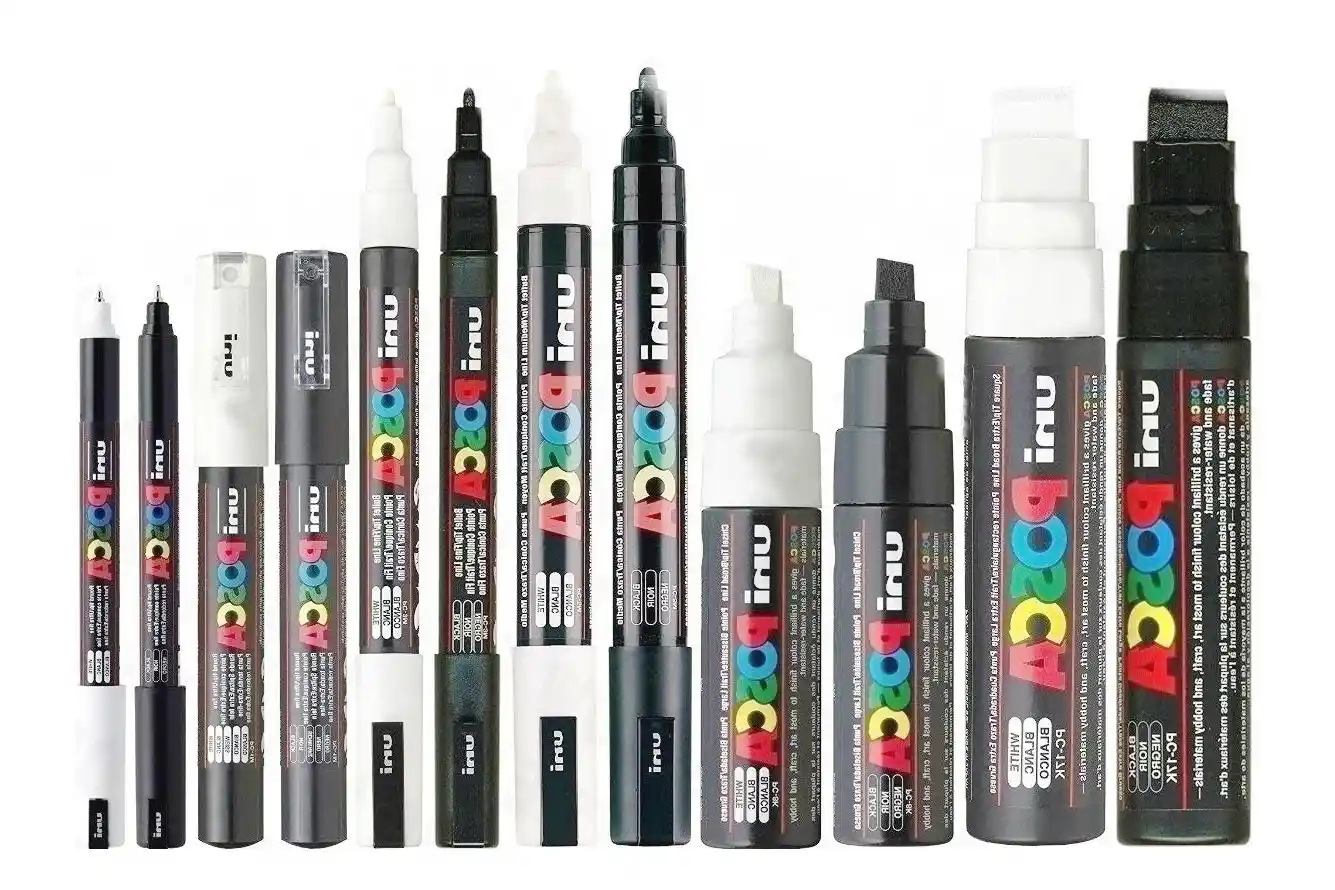 black and white posca pens