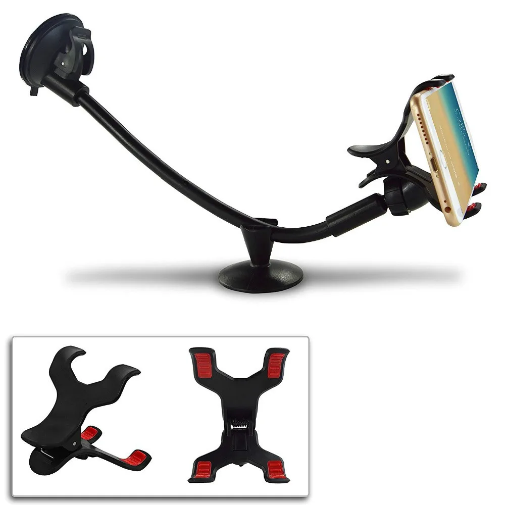 

Truck car Phone Mount Holder Universal Long Arm Windshield Dashboard Car Mount Cradle Dashboard Base for iphone 8 LG Smartphone