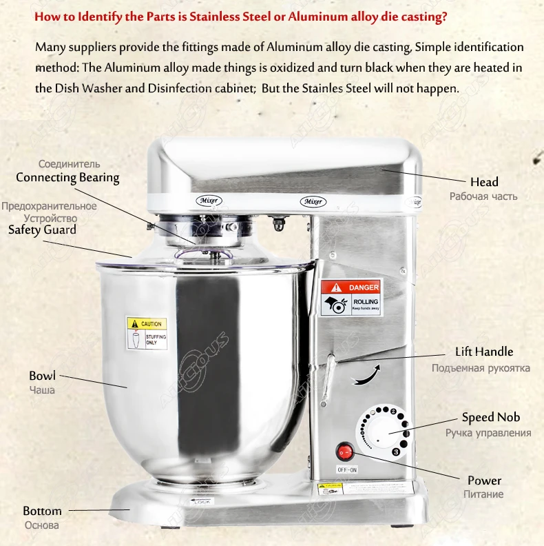 Discount SL-B7/10 Electric Planetary Stand mixer Kitchen With Hook Food Mixer Food Processor Stainless Steel blender mixer Dough Mixer 5