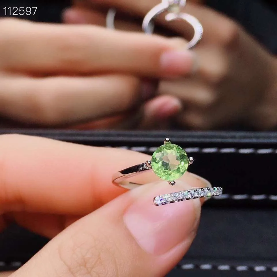 

Natural and Real Peridot ring 925 sterling silver Wholesale Fine jewelry Gemstone 6mm