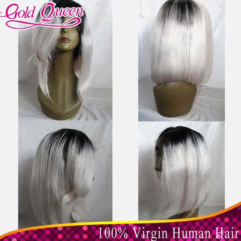 beauty ombre platinum blonde full lace wig short bob style brazilian human hair full lace wigs