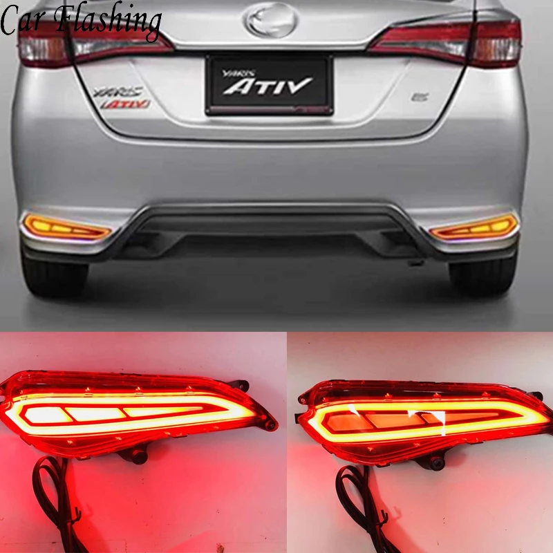 Car Flashing 2Pcs Led Reflector rear bumper light For Toyota Yaris 2017